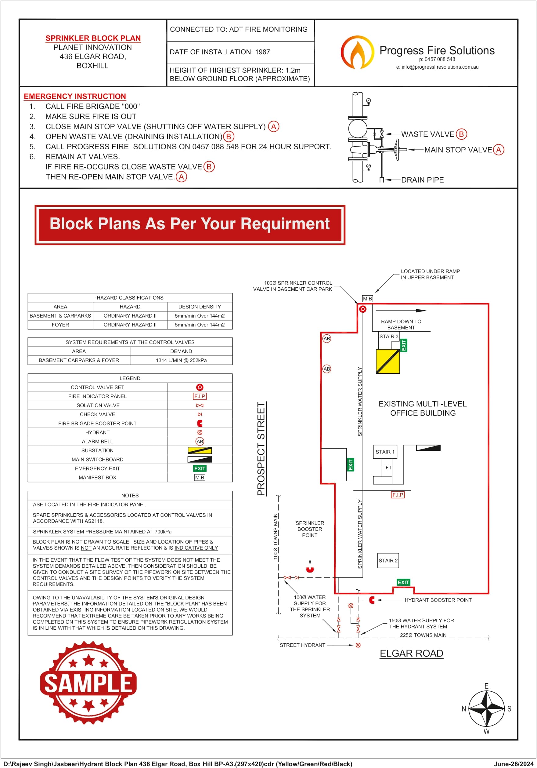 Sample fire hydrant block plan